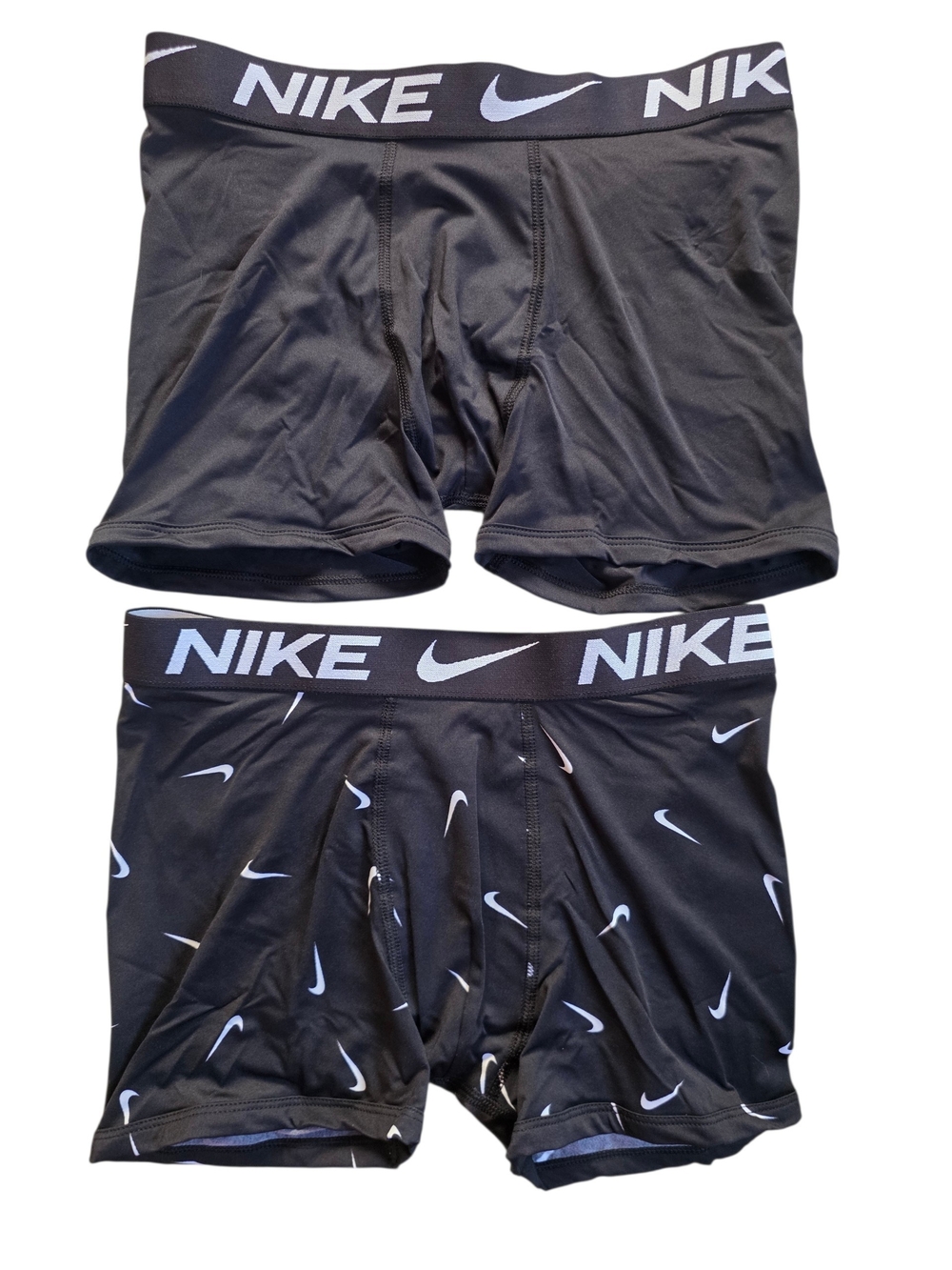 Nike Youth Black Men's Boxer Briefs Duo with White Swoosh Accents Size L